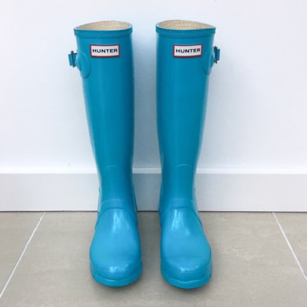 Turquoise Tall Hunter Rain Boots